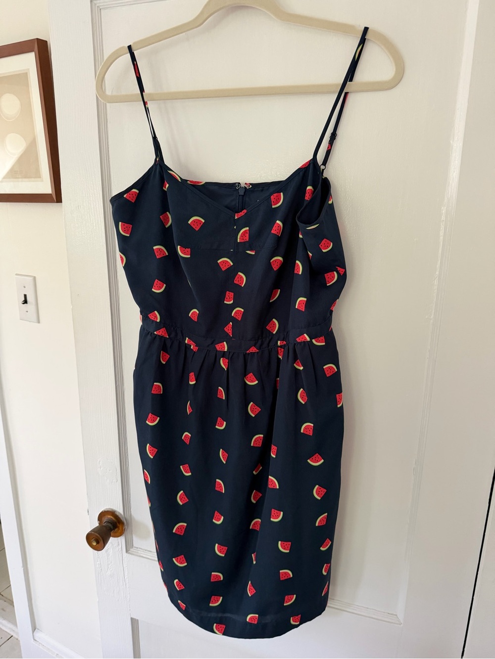 J. Crew Navy Watermelon Print Spaghetti Strap Mini Dress